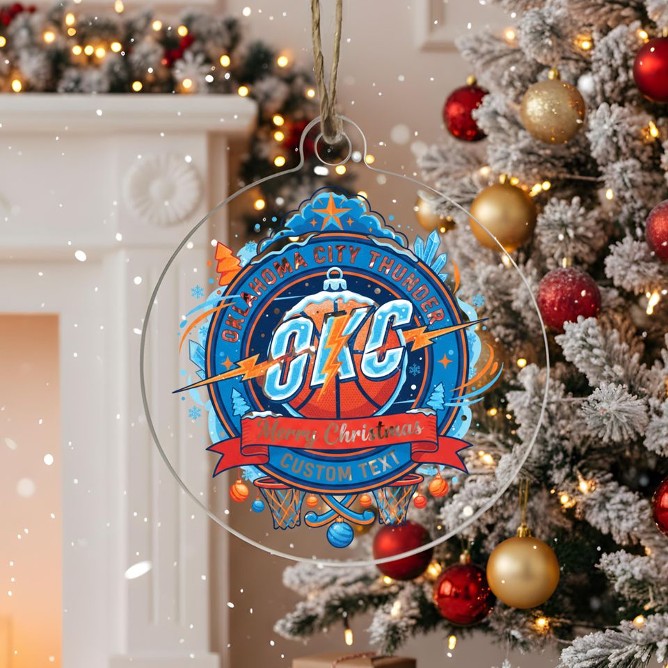 Oklahoma City Thunder Ornament, Bauble,Personalized Basketball Fan Gift,Acrylic Decor