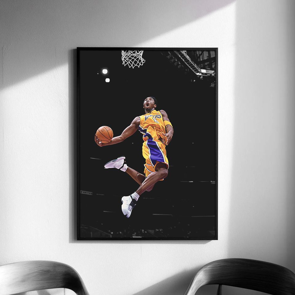 Iconic Kobe Bryant Dunk Poster, Basketball Wall Art