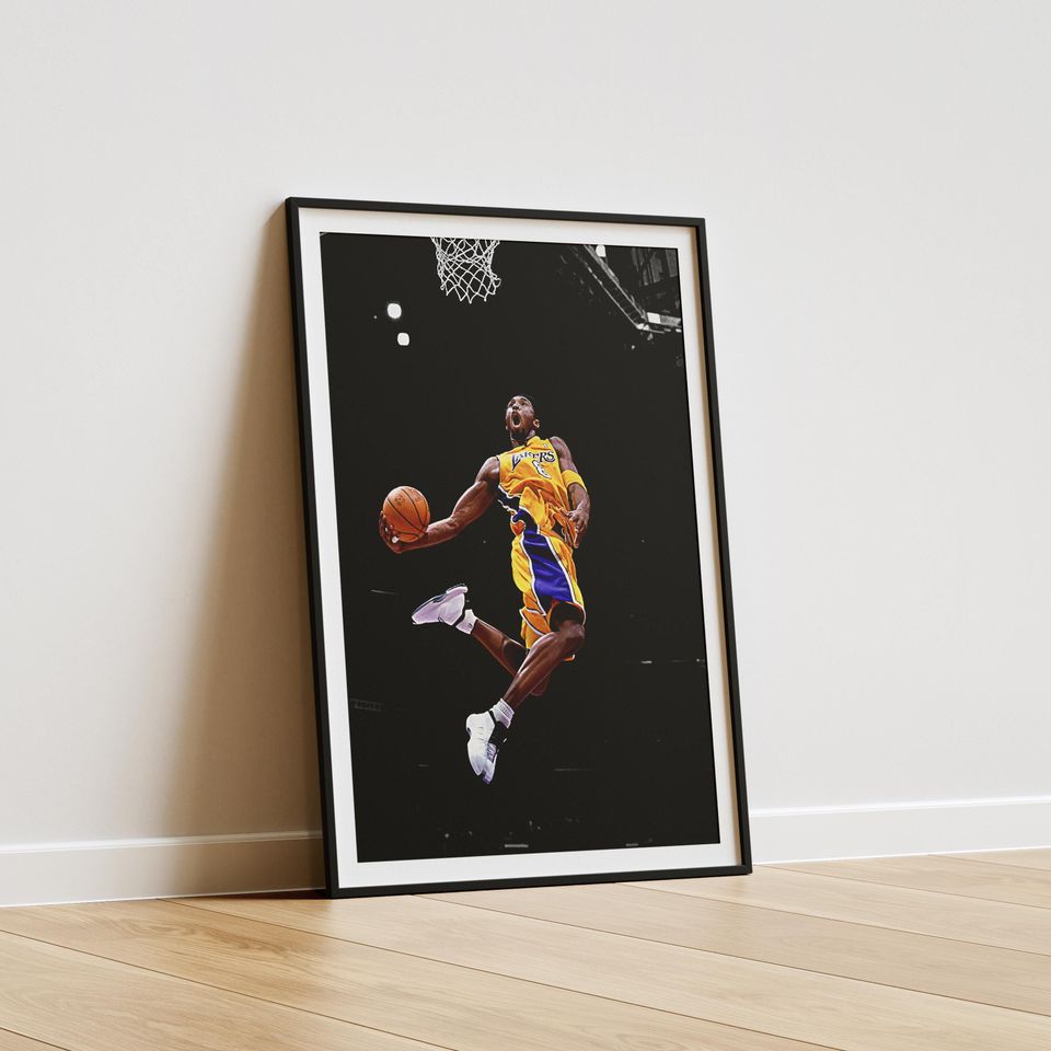 Iconic Kobe Bryant Dunk Poster, Basketball Wall Art