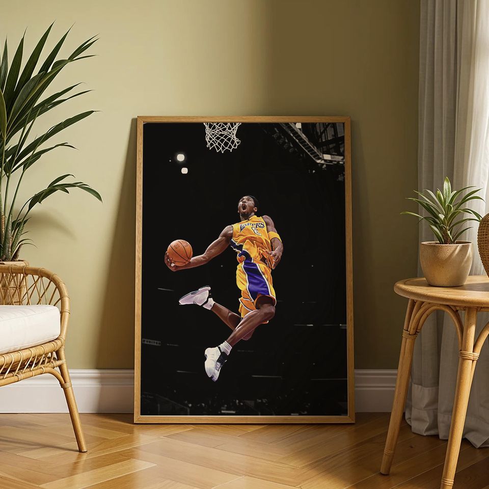 Iconic Kobe Bryant Dunk Poster, Basketball Wall Art