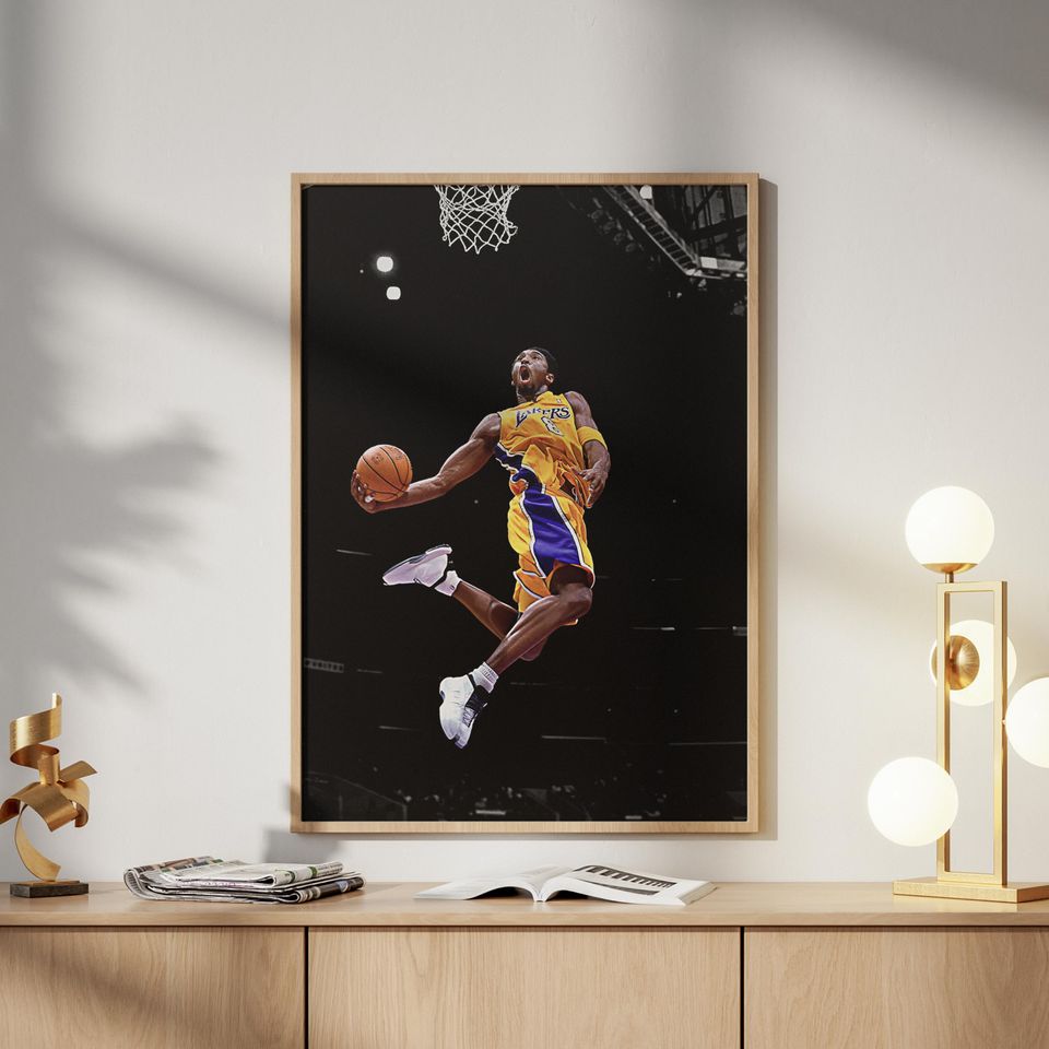 Iconic Kobe Bryant Dunk Poster, Basketball Wall Art