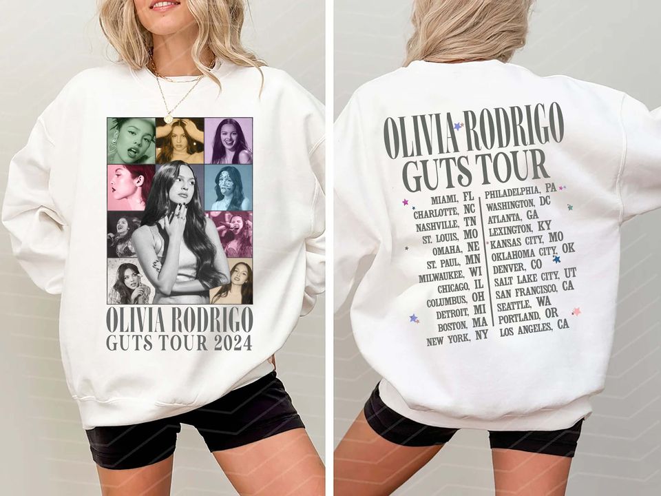 Olivia Rodrigo Guts Tour 2024 Double Sided Sweatshirt