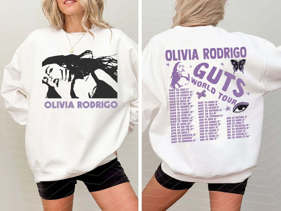 Olivia Rodrigo Guts Tour 2024 Double Sided Sweatshirt