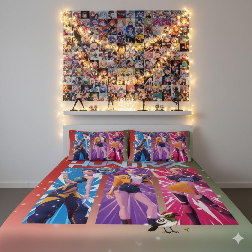 K-Pop Demon Hunters Bedding Set 3pc Anime Girl Group Decor for Home