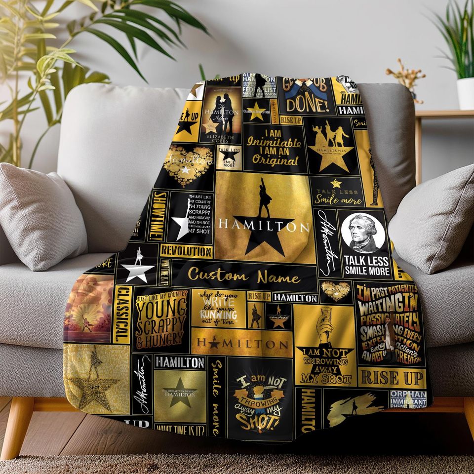 Personalized Alexander Hamilton Christmas Blanket, Hamilton Lovers Fleece Blanket, Hamilton Musical Fan Blanket, Custom Christmas Gifts,