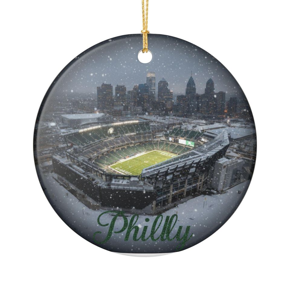 Philly Stadium Snow Globe Ornament | Ceramic Christmas Tree Decoration