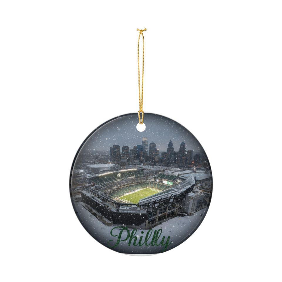 Philly Stadium Snow Globe Ornament | Ceramic Christmas Tree Decoration