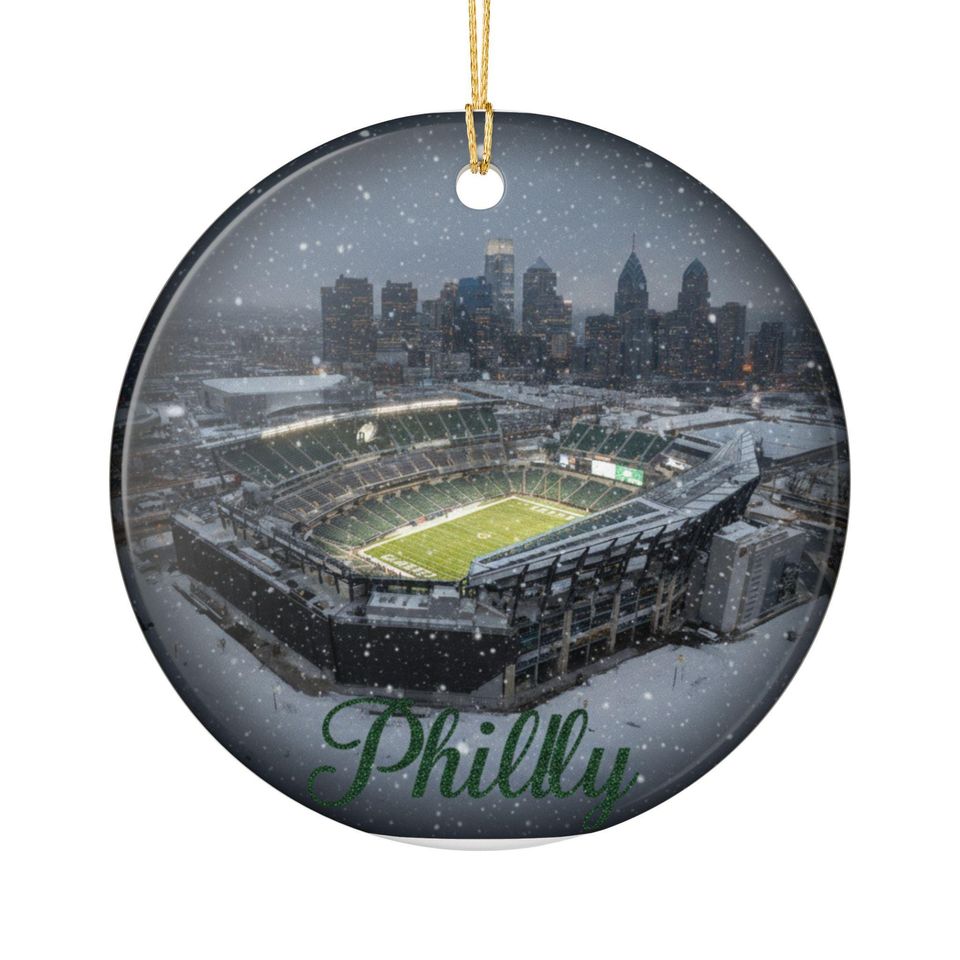 Philly Stadium Snow Globe Ornament | Ceramic Christmas Tree Decoration