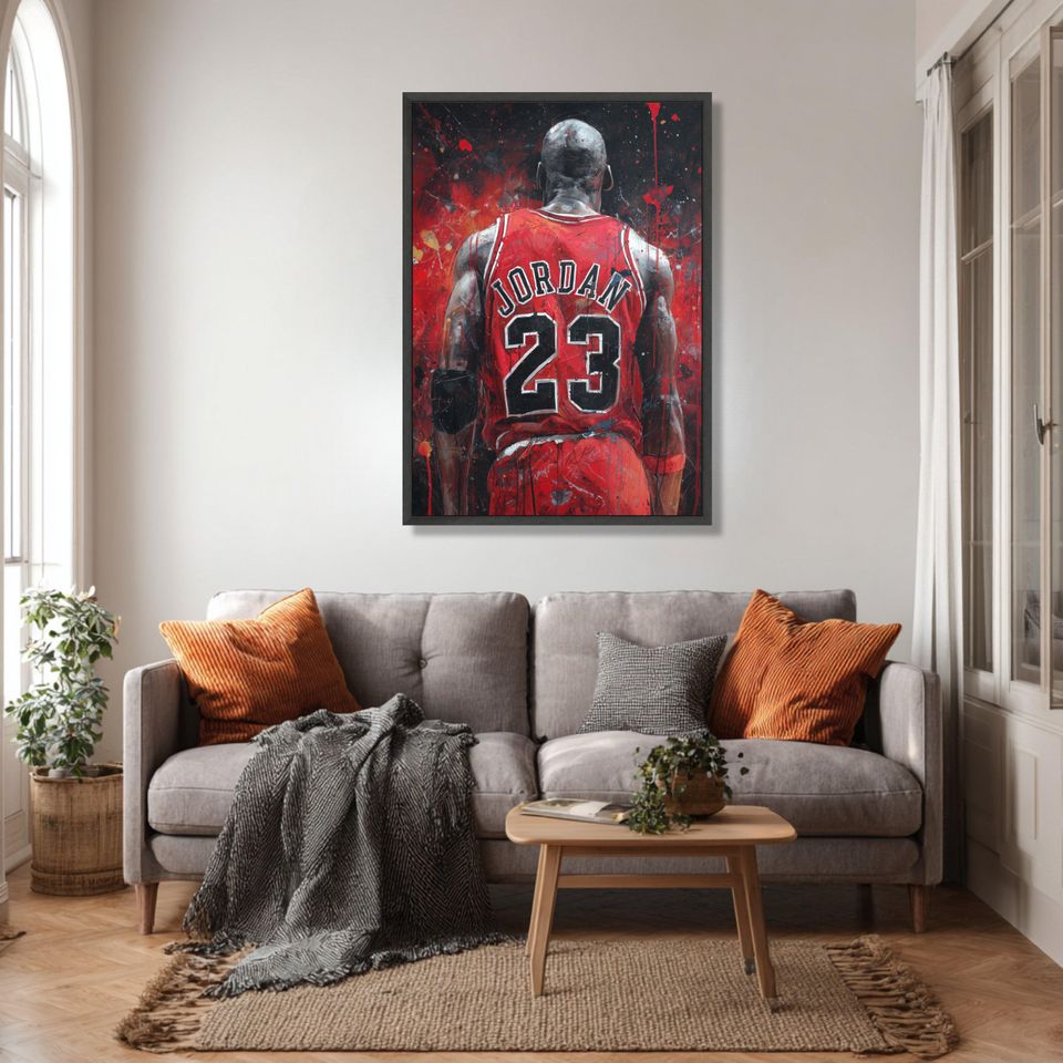 Michael Jordan Basketball Jersey Canvas, Sports Wall Art