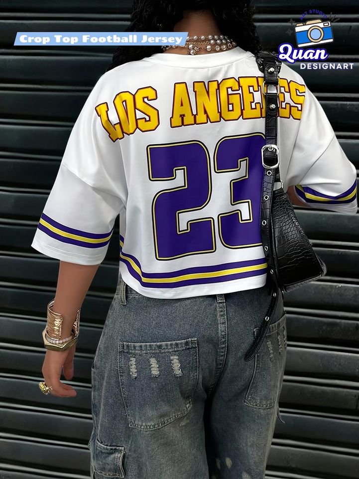 Womens Crop Top Baseball Jersey  Custom Name & Number, V-Neck Cropped Baseball Jersey