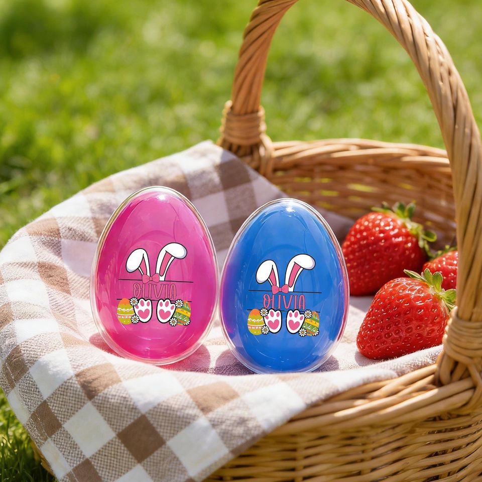 Personalized Easter Egg Container: Pink or Blue, Custom Name Surprise Egg