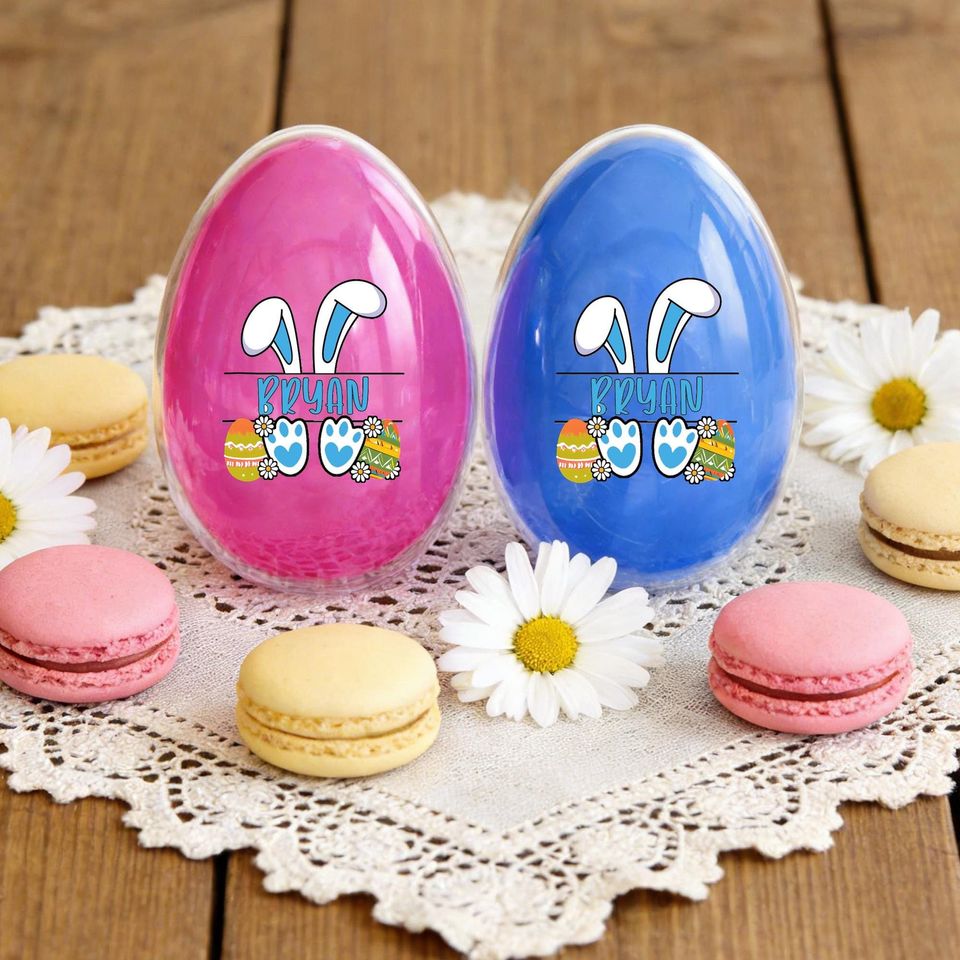 Personalized Easter Egg Container: Pink or Blue, Custom Name Surprise Egg