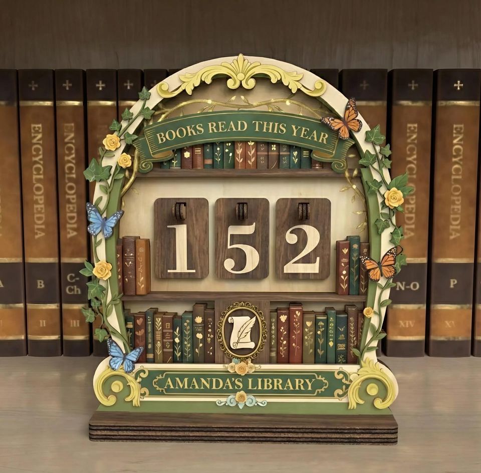 Books Read This Year Vintage Tracker, Personalized Reading Log Display, Custom Book Lover Gift & Home Library Decor