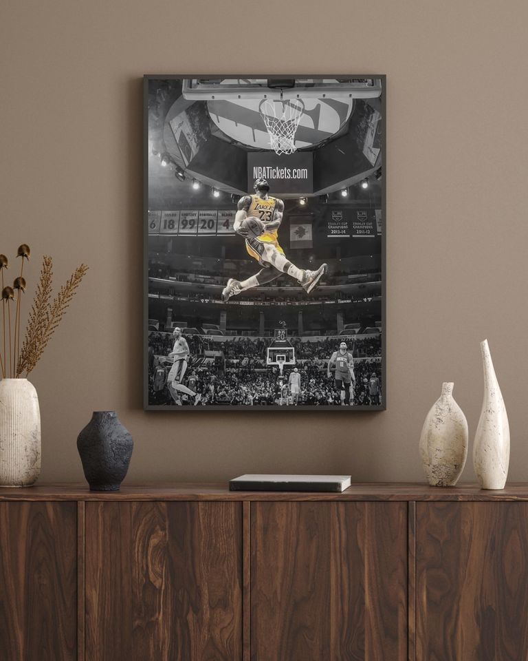 LeBron James Vintage NBA Poster, Motivational Sports Wall Art