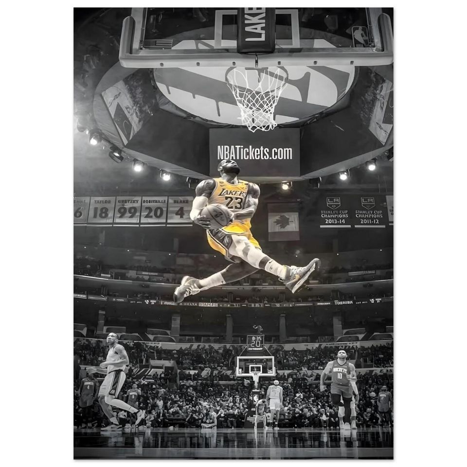 LeBron James Vintage NBA Poster, Motivational Sports Wall Art
