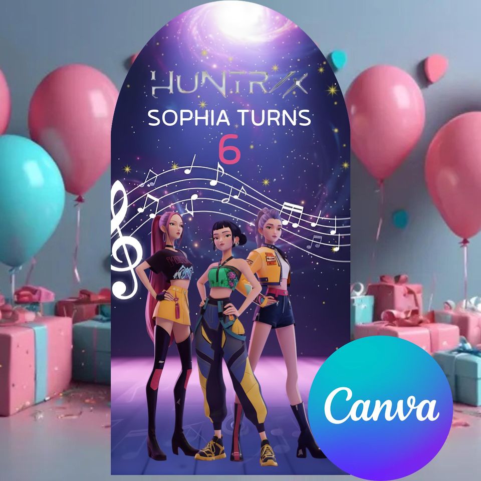 Huntrix Birthday Arch Backdrop
