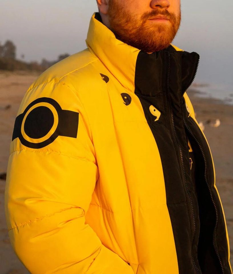 Puffer Jacket | Six Paths Sage Mode Black and Yellow Jacket | Unisex Winter Coat | Christmas Gift Jacket Warm Insulated Puffer Varisty Coat