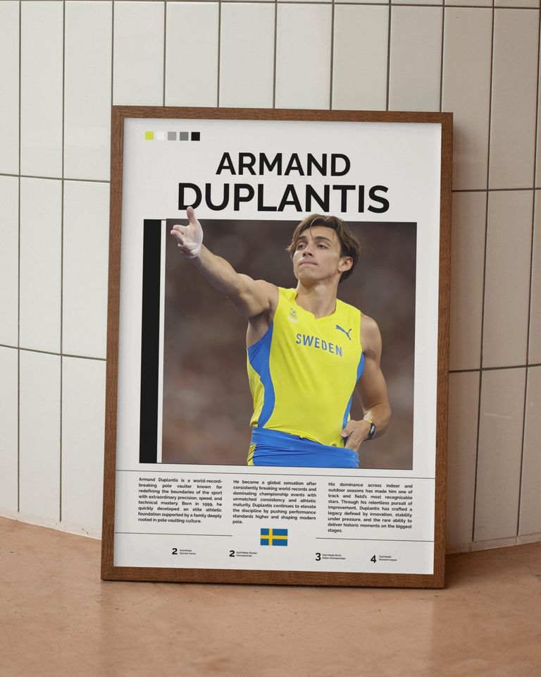 Armand Duplantis Poster, Duplantis Print, Olympic Champion Wall Art, Mondo Poster, Pole Vault Wall Art, Gift For Sports Fans, Athlete Gift