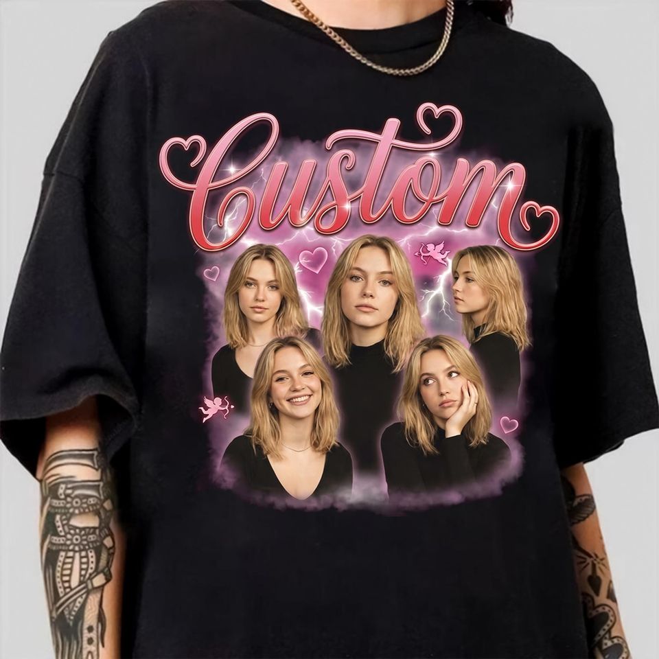 Custom Girlfriend Face Shirt, Bootleg Rap Tee, Valentines Day Gift for Boyfriend