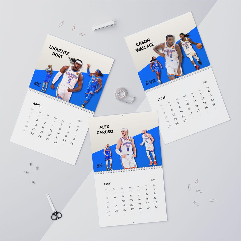 Oklahoma City Thunder 2026 Wall Calendar | Monthly Sports Calendar