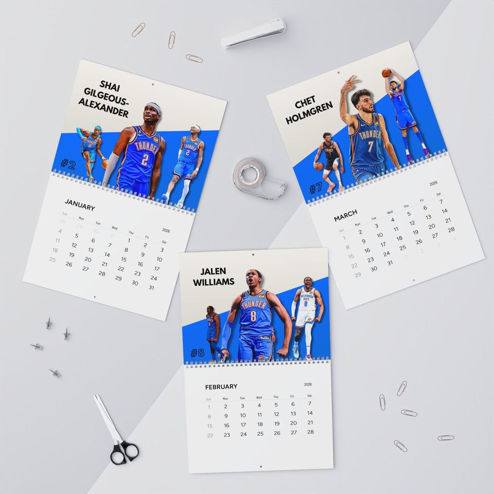 Oklahoma City Thunder 2026 Wall Calendar | Monthly Sports Calendar