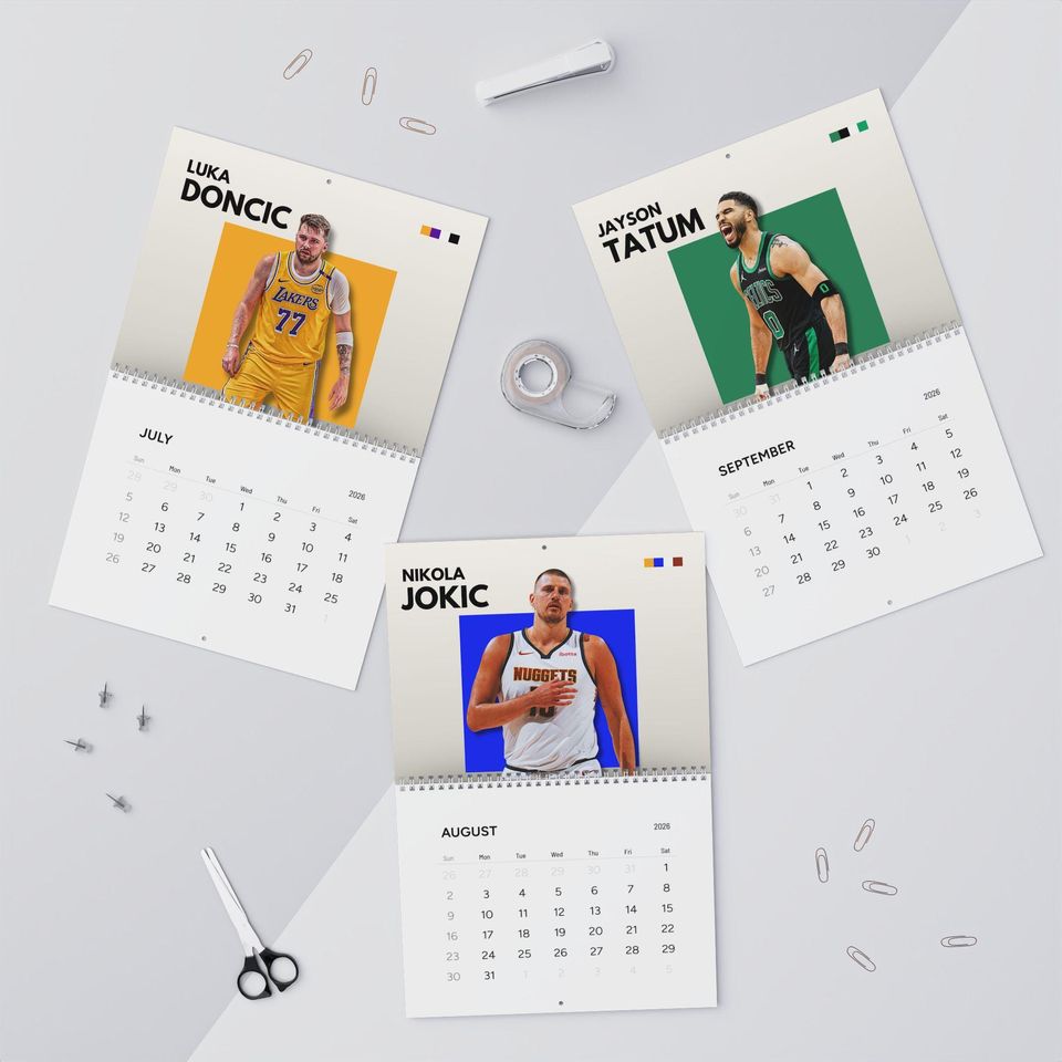 NBA Basketball Stars 2026 Wall Calendar | Monthly Player Photos