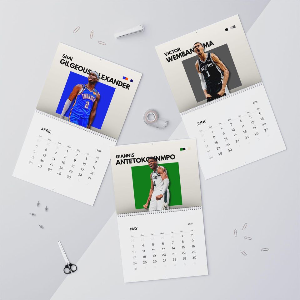 NBA Basketball Stars 2026 Wall Calendar | Monthly Player Photos