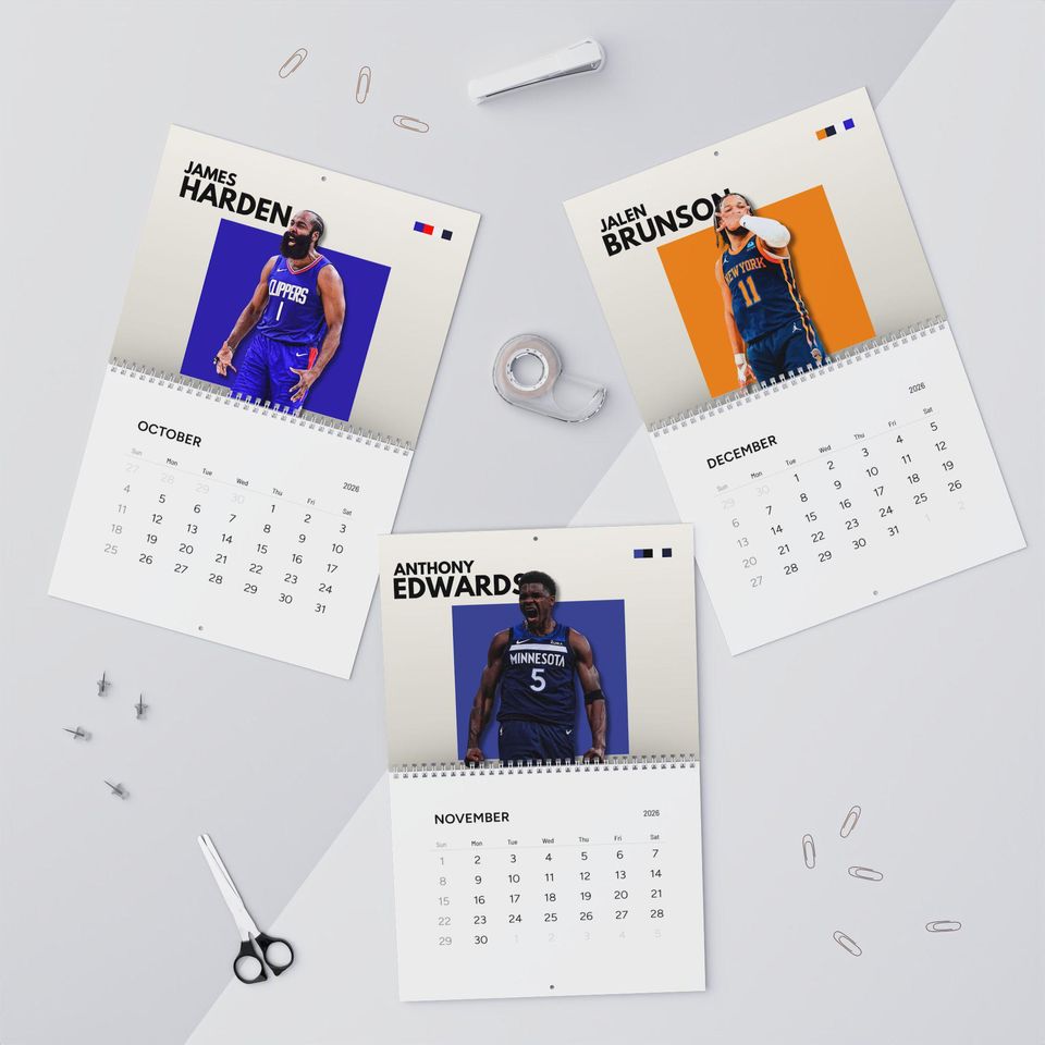 NBA Basketball Stars 2026 Wall Calendar | Monthly Player Photos