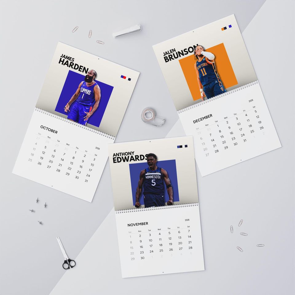 NBA Basketball Stars 2026 Wall Calendar | Monthly Player Photos