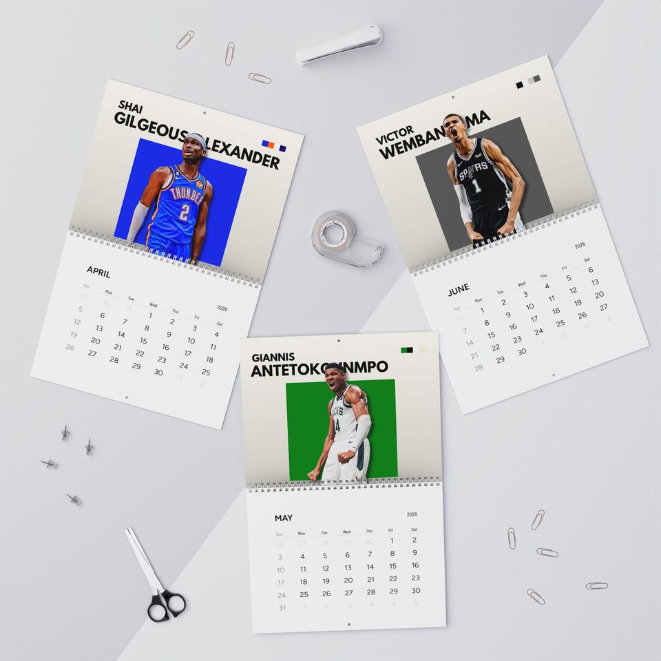 NBA Basketball Stars 2026 Wall Calendar | Monthly Player Photos
