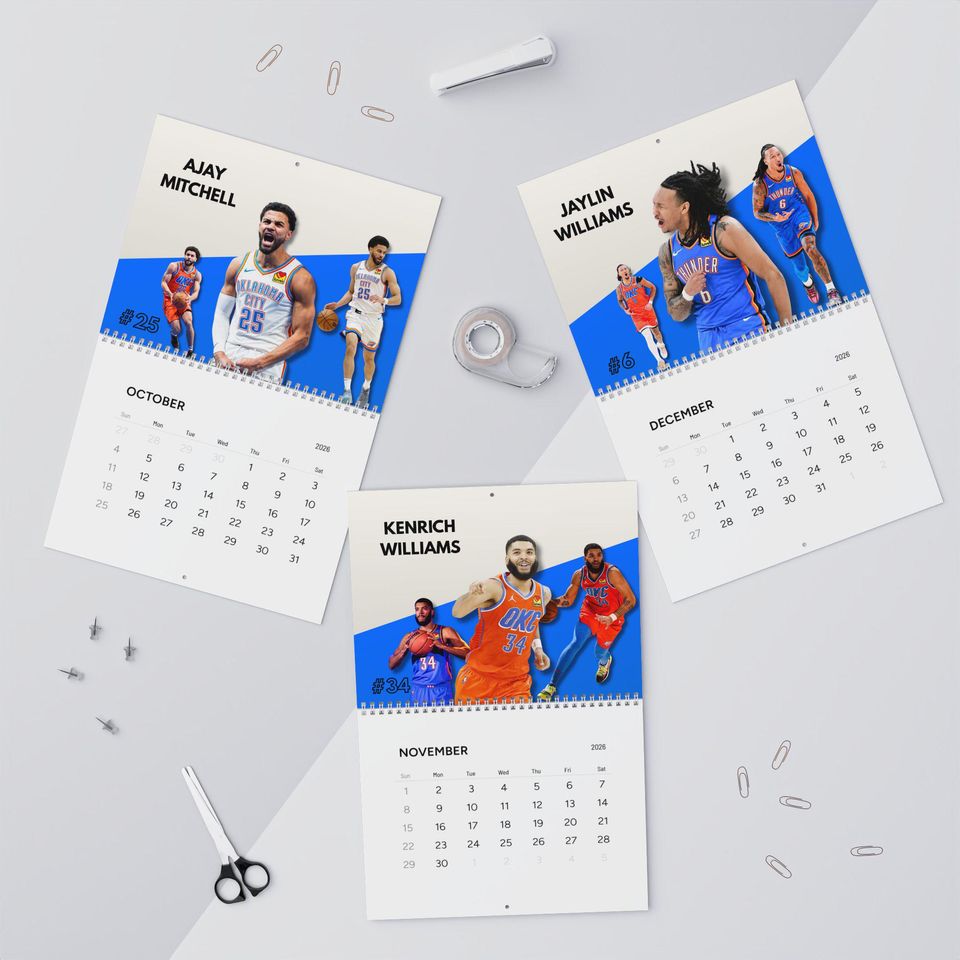 Oklahoma City Thunder 2026 Wall Calendar | Monthly Sports Calendar