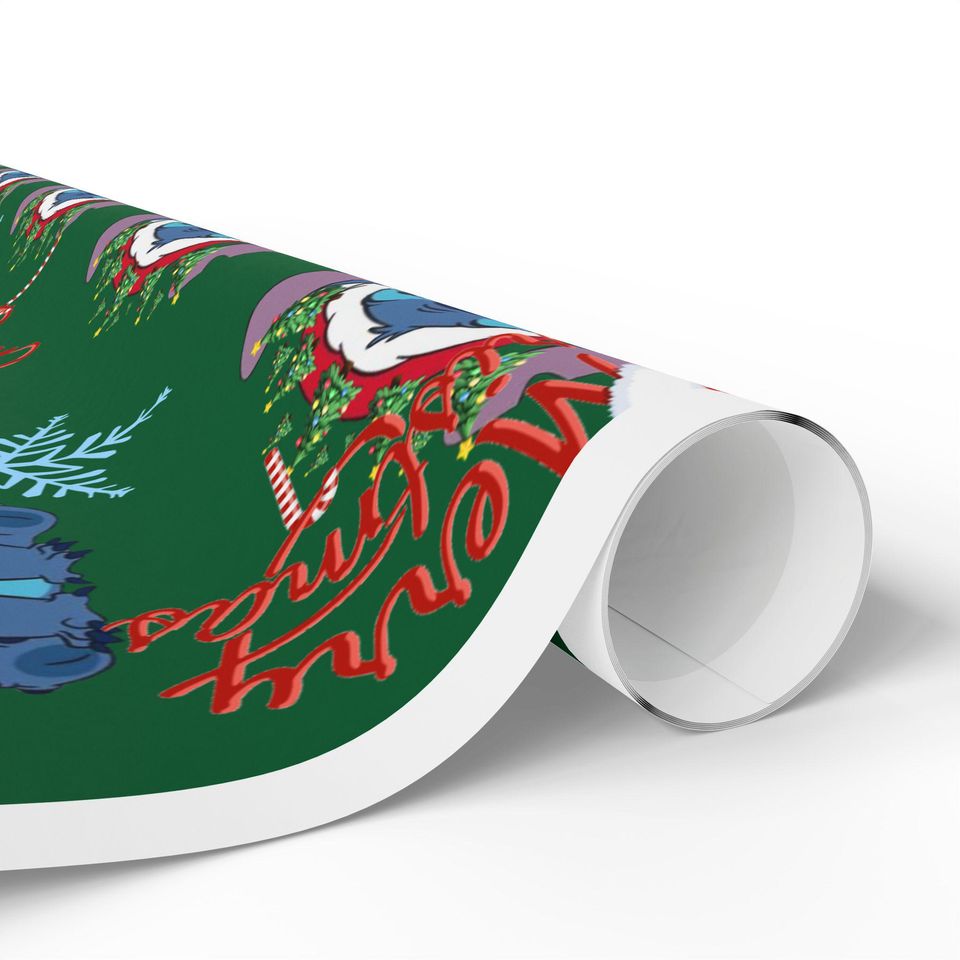 Lilo and stitch Candy Cane Wrapping Paper | Christmas Gift Wrap