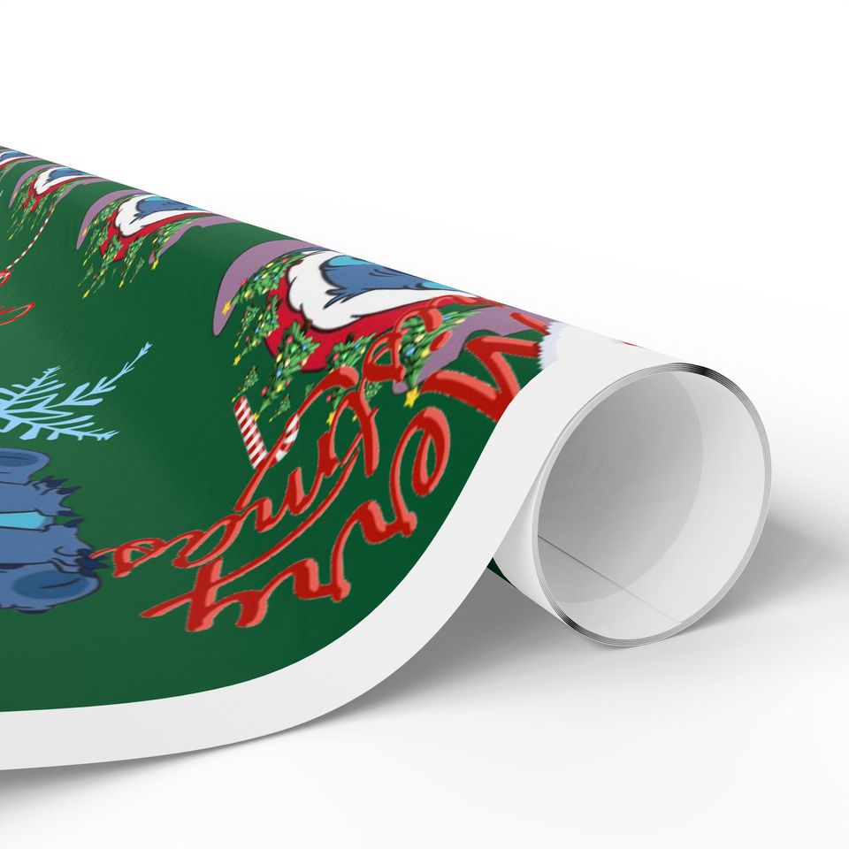 Lilo and stitch Candy Cane Wrapping Paper | Christmas Gift Wrap