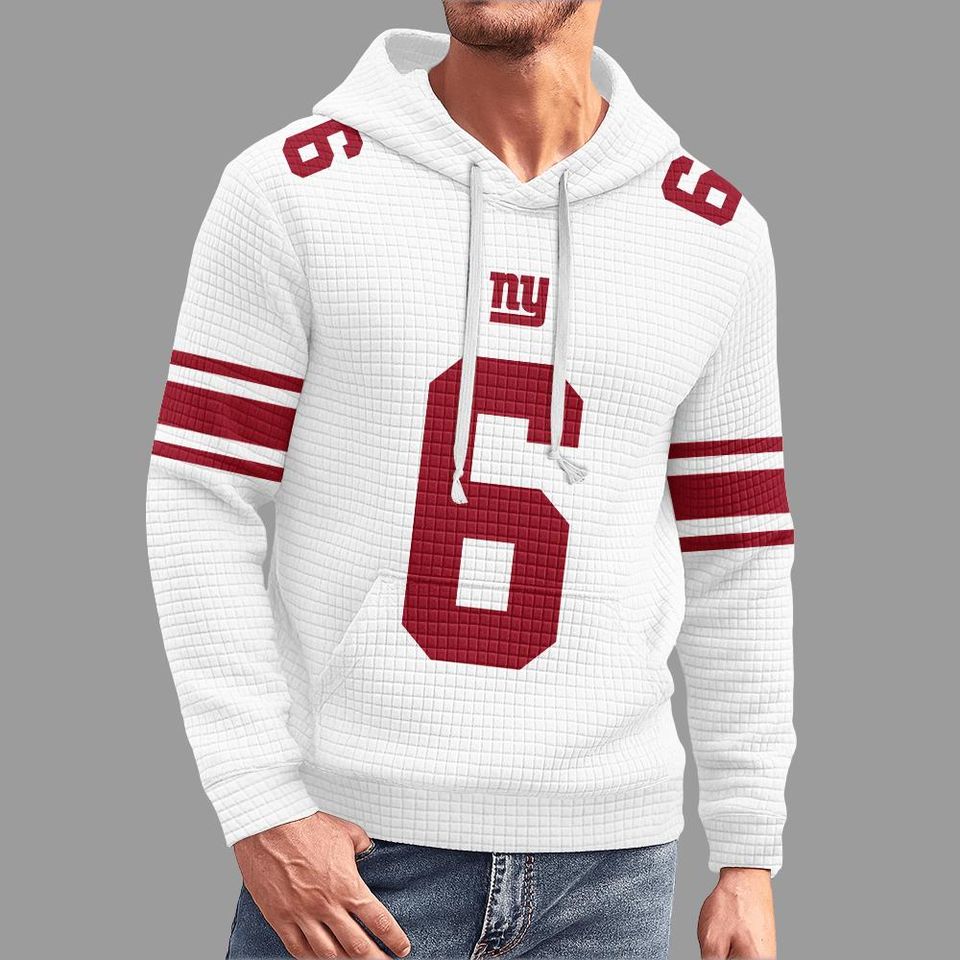 New York Giants Number 6 Hoodie, Classic Design Football Jersey Style Pullover, Gameday Tailgate for Fans
