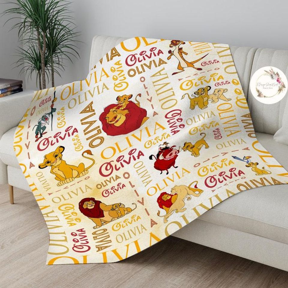 Personalized The Lion King Blanket, Custom Name Mufasa Simba Blanket, Blanket For Birthday, Gift Ideas For Kids