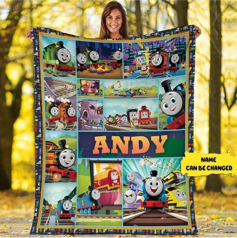Personalized Thomas And Friends Blanket, Custom Name Thomas the Train Blanket,  Birthday Blanket