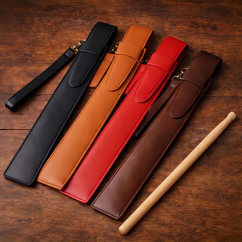 Leather Drumstick Bag with Engraving, Personalized Drum Stick Holder for Drummers