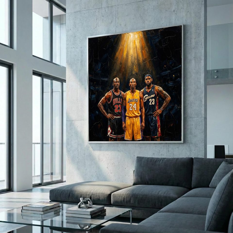 NBA Legends Canvas Art, Michael Jordan, Kobe, LeBron, Sports Decor