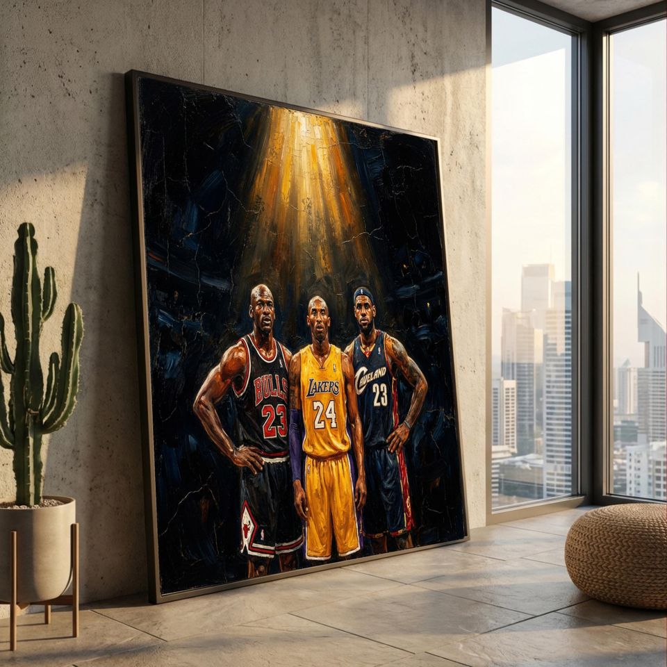 NBA Legends Canvas Art, Michael Jordan, Kobe, LeBron, Sports Decor
