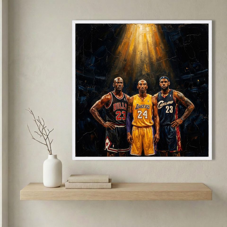 NBA Legends Canvas Art, Michael Jordan, Kobe, LeBron, Sports Decor