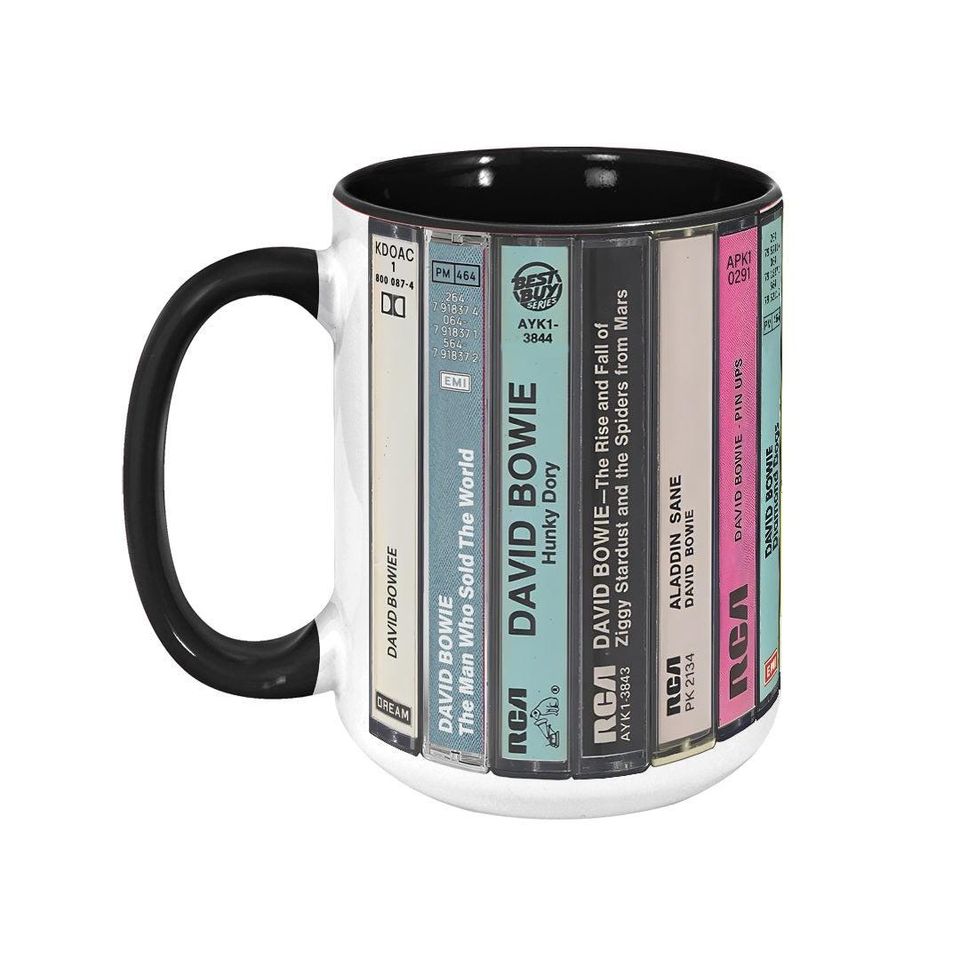 David Bowi Albums Cassette Collection Retro Accent Mug