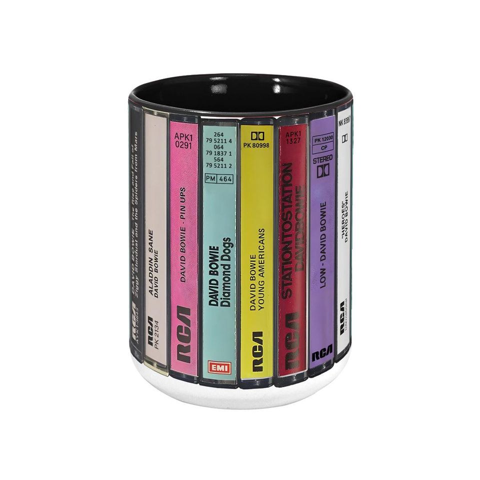 David Bowi Albums Cassette Collection Retro Accent Mug