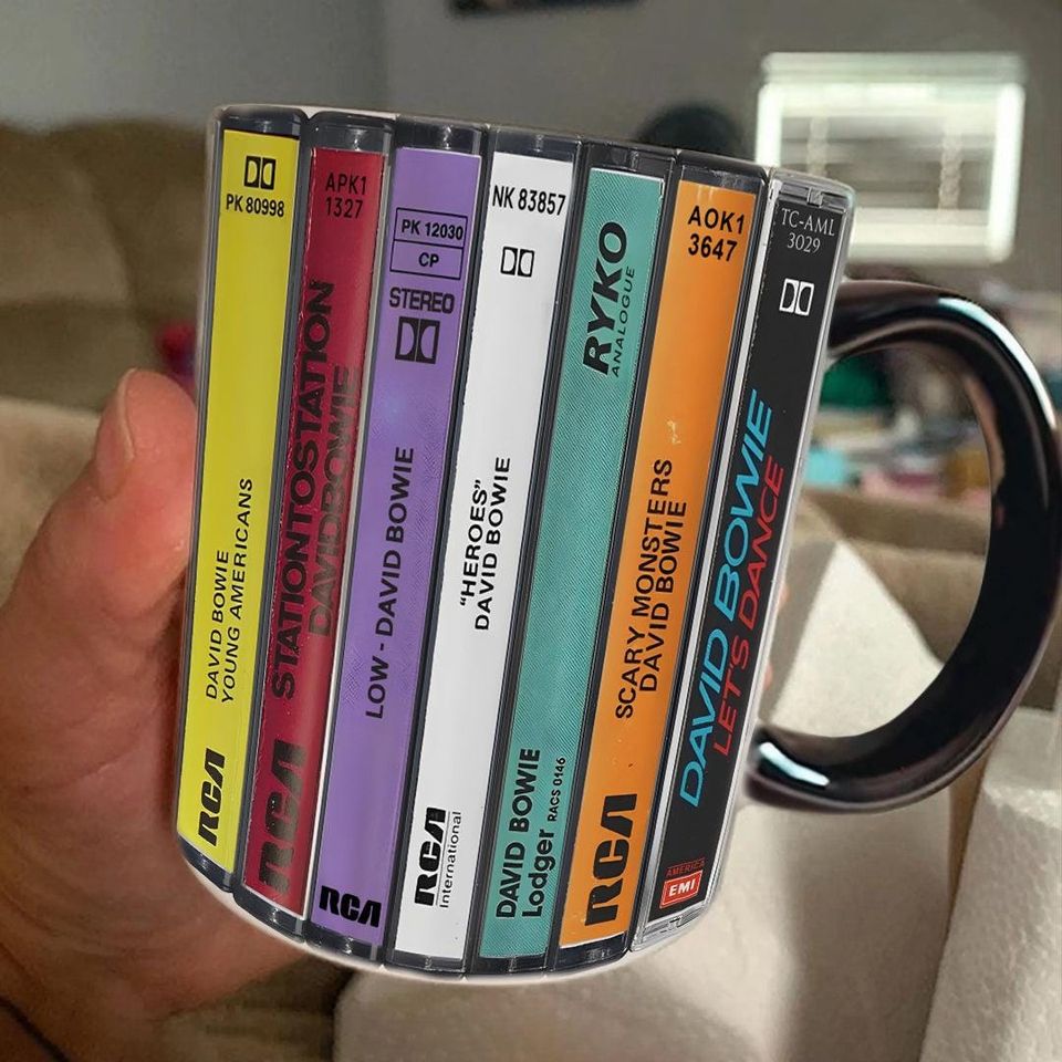 David Bowi Albums Cassette Collection Retro Accent Mug