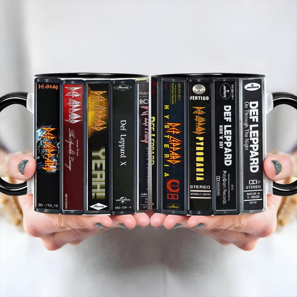 Def Leppard Albums Cassette Retro Collection Accent Mug