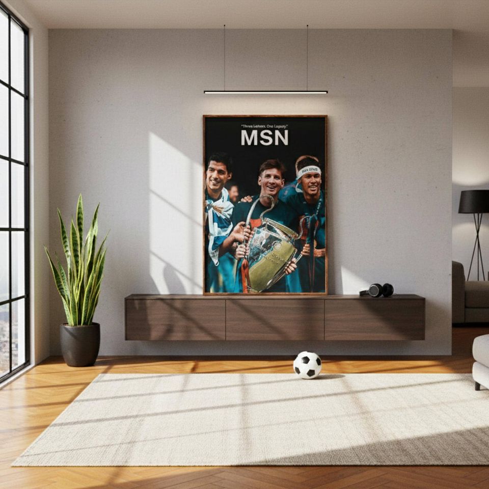 Messi Neymar Suarez Poster, Legendary Football Trio Wall Art, Iconic MSN Soccer Print, Barcelona Legends Artwork, Football Fan Gift Decor