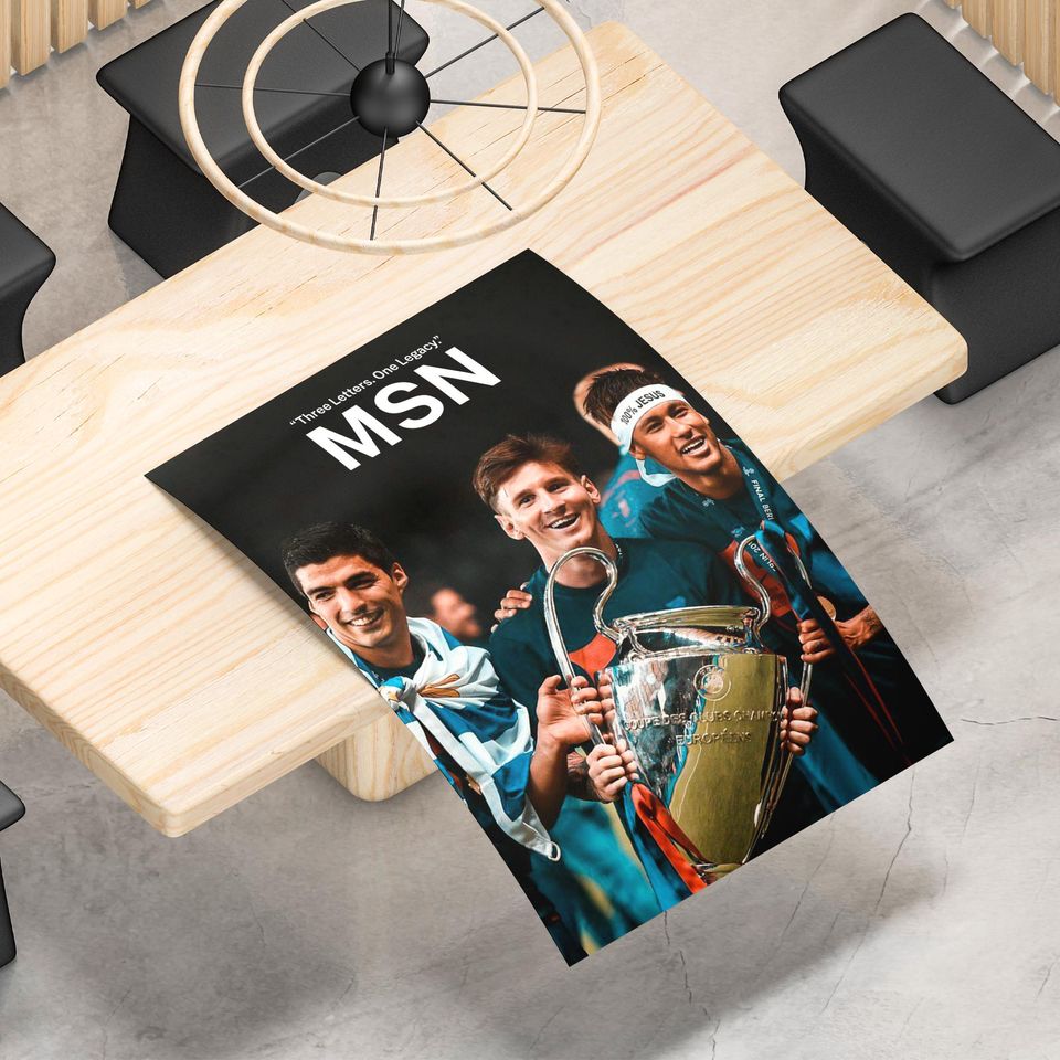 Messi Neymar Suarez Poster, Legendary Football Trio Wall Art, Iconic MSN Soccer Print, Barcelona Legends Artwork, Football Fan Gift Decor