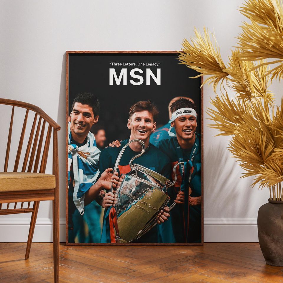 Messi Neymar Suarez Poster, Legendary Football Trio Wall Art, Iconic MSN Soccer Print, Barcelona Legends Artwork, Football Fan Gift Decor