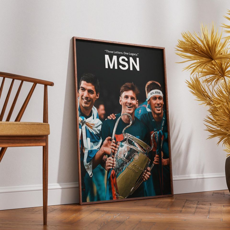 Messi Neymar Suarez Poster, Legendary Football Trio Wall Art, Iconic MSN Soccer Print, Barcelona Legends Artwork, Football Fan Gift Decor