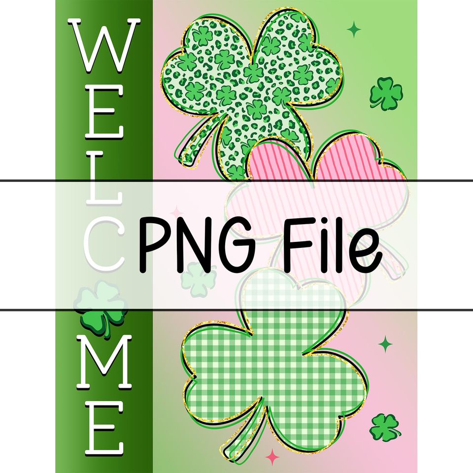 Welcome Shamrock Silk Garden Flag, St Patricks Day Yard Flag, Irish Clover Outdoor Decor, Spring Green Lawn Flag
