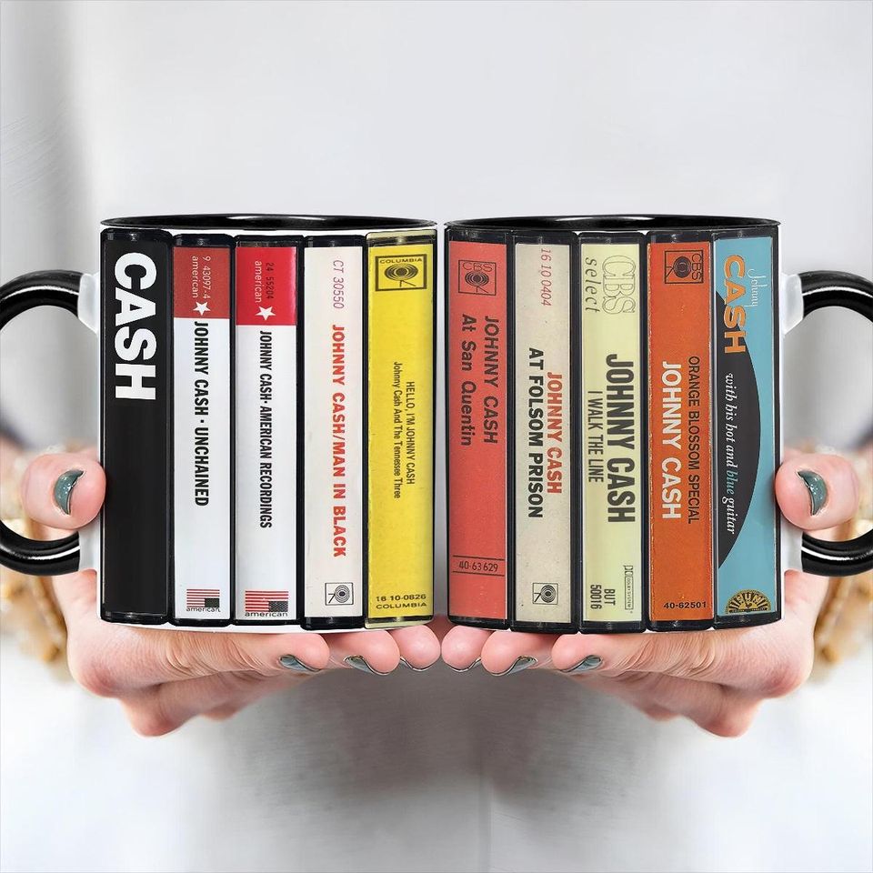 Johnny Cash Albums Cassette Retro Collection Accent Mug
